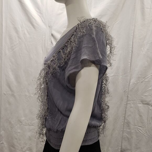 Free People Blue Fringe Top - Picture 2 of 10